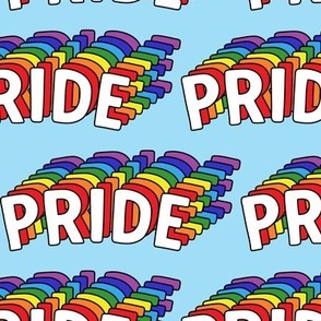 Pride text rainbow colors LGBTQ fabric blue