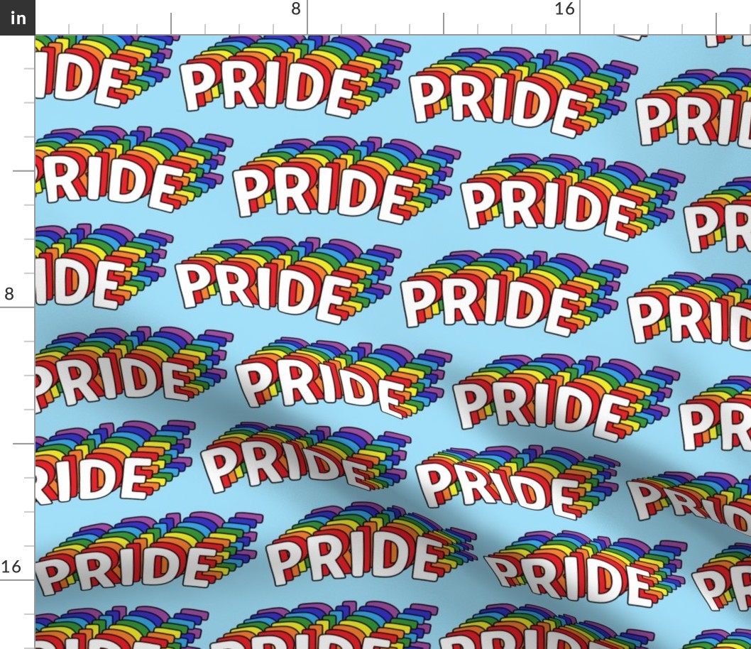 Pride text rainbow colors LGBTQ fabric blue