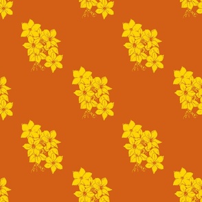 Yellow Jasmine flower on Orange Background | Small Scale