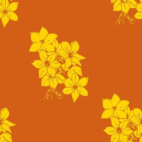 Yellow Jasmine flower on Orange Background | Medium Scale