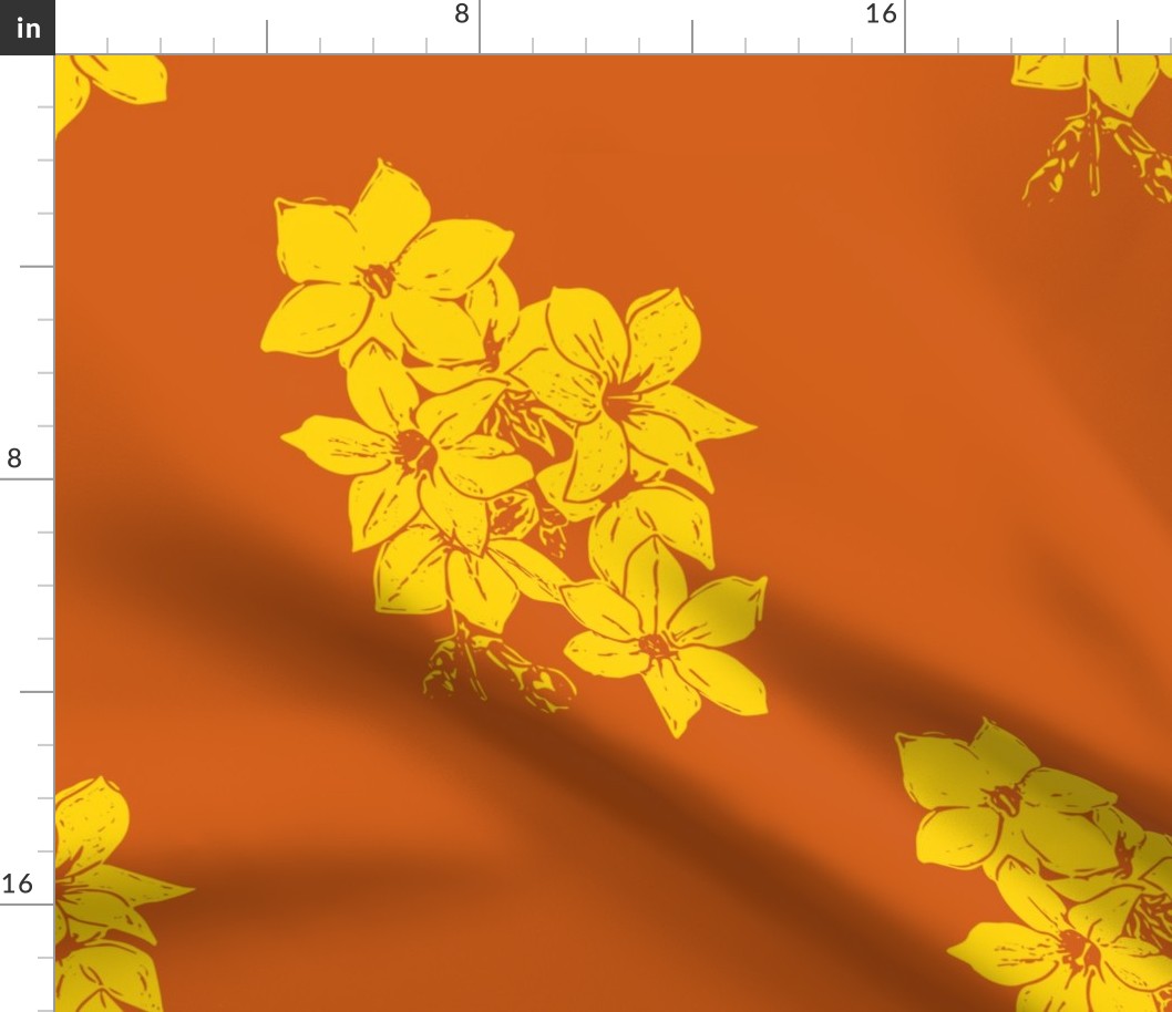Yellow Jasmine flower on Orange Background | Large Scale