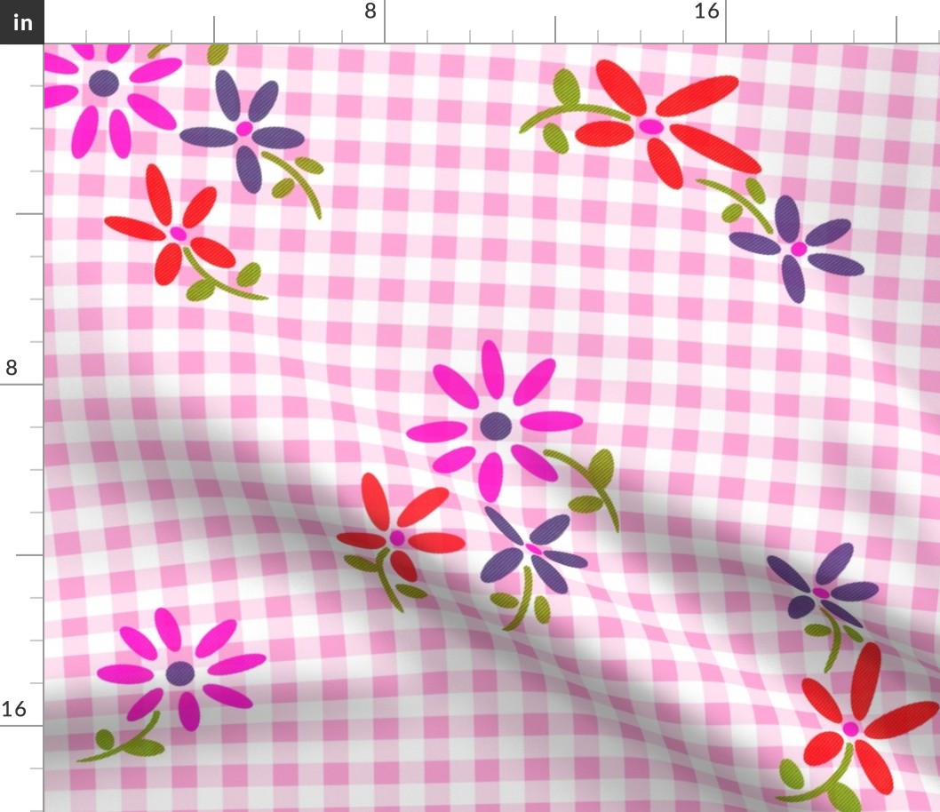 Daisies on Gingham (20 inch)