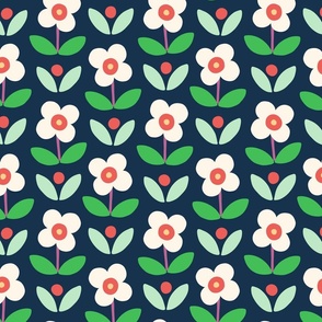 retro daisy garden XL wallpaper scale navy by Pippa Shaw.png