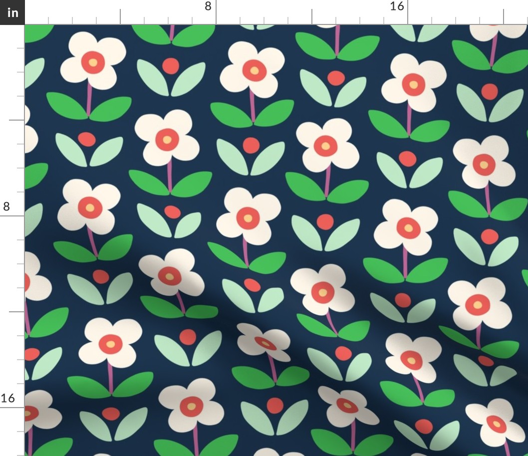 retro daisy garden XL wallpaper scale navy by Pippa Shaw.png