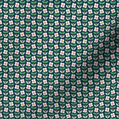 retro daisy garden XS ditsy scale navy by Pippa Shaw.png