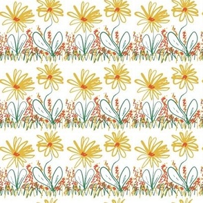 Hand drawn daisies on white background