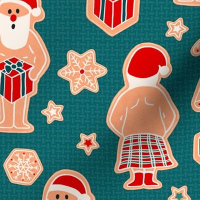 Santa doesn‘t know what to wear - teal christmas 10.5 inch (12 inch wallpaper)