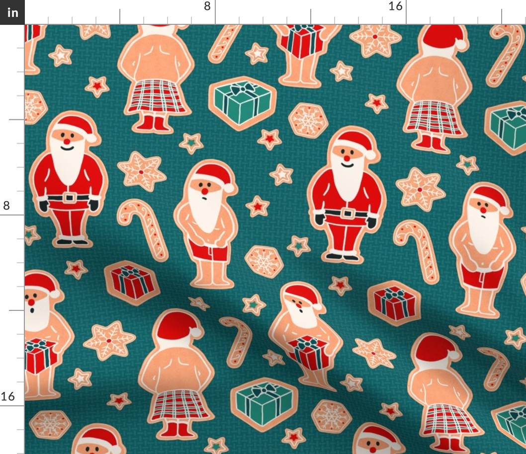 Santa doesn‘t know what to wear - teal christmas 10.5 inch (12 inch wallpaper)