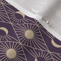 Whimsigothic Art Deco Sun and Moon | Beige and Purple | Small Scale