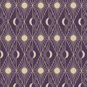 Whimsigothic Art Deco Sun and Moon | Beige and Purple | Small Scale