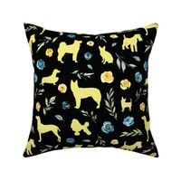 yellow dog blue yellow floral black