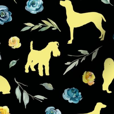 yellow dog blue yellow floral black