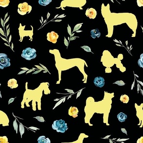 yellow dog blue yellow floral black