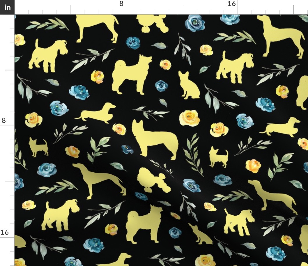 yellow dog blue yellow floral black