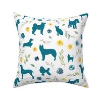 blue dog blue yellow floral
