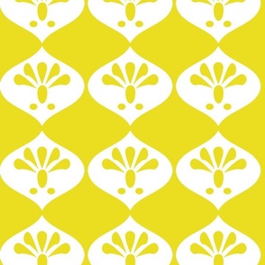 Geometric Ogee Petal Solid with flowers Lemon Lime