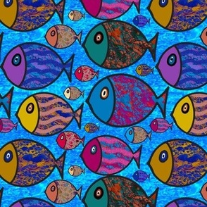 Funky fish multicoloured small collaged appliq