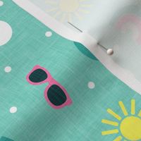 (large scale) Summertime - sunshine, ice-cream cones  & rainbows - teal - C22