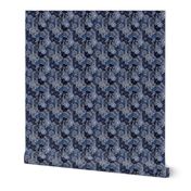 Sweet Team- Indigo Sashiko Honey Bees Fabric- Beehive Mini- Bee Dance- Pollinators- Japanese Inspired Honeycomb Wallpaper- Navy Blue