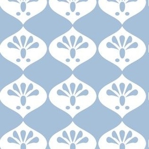 Geometric Flower Ogee design Sky Blue