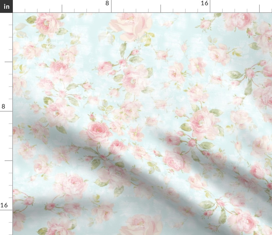 Saint Colette June Roses aqua faded