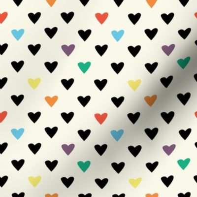 x-small - rainbow hearts on natural