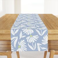 Floral Daisy Toss - Light Blue and lime - Large