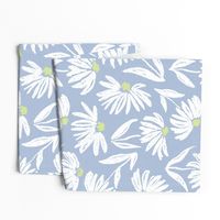 Floral Daisy Toss - Light Blue and lime - Large