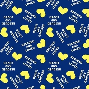 rescued and loved - tossed - yellow/blue - C22