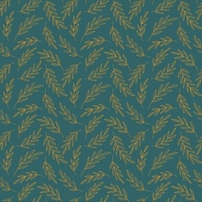 Botanical Vines in Gold on Teal - Small