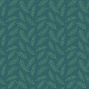 Botanical Vines in Green on Teal - Small