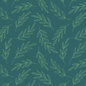 Botanical Vines in Green on Teal - Medium