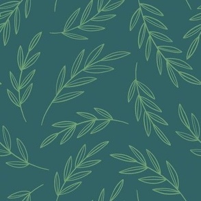 Botanical Vines in Green on Teal - Large