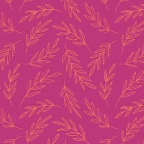 Botanical Vines in Orange on Fuchsia - Medium