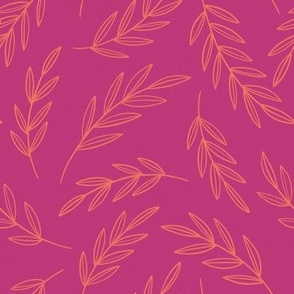 Botanical Vines in Orange on Fuchsia - Large