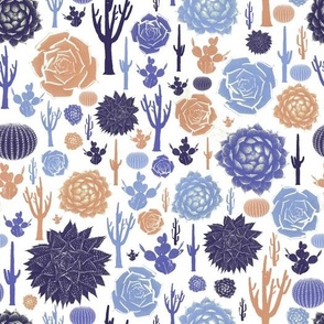 Cactus Plants and Trees Pattern Illustration