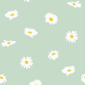 daisies pattern - mint