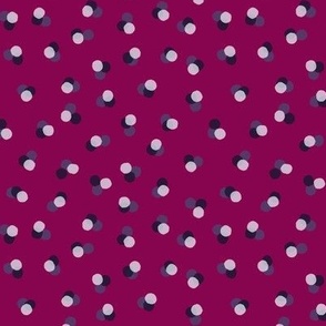 Medium scale modern polka dot trio in boysenberry pink , cream and grey - for apparel and home decor such as autumn pillows, cozy throws, table linen and pet accessories.