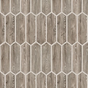 Wood elongated hexagon tile