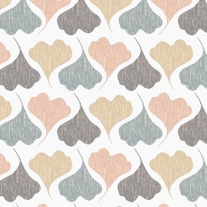 Heart Looking Ginkgo Biloba Leaves Neutrals  - Large Scale