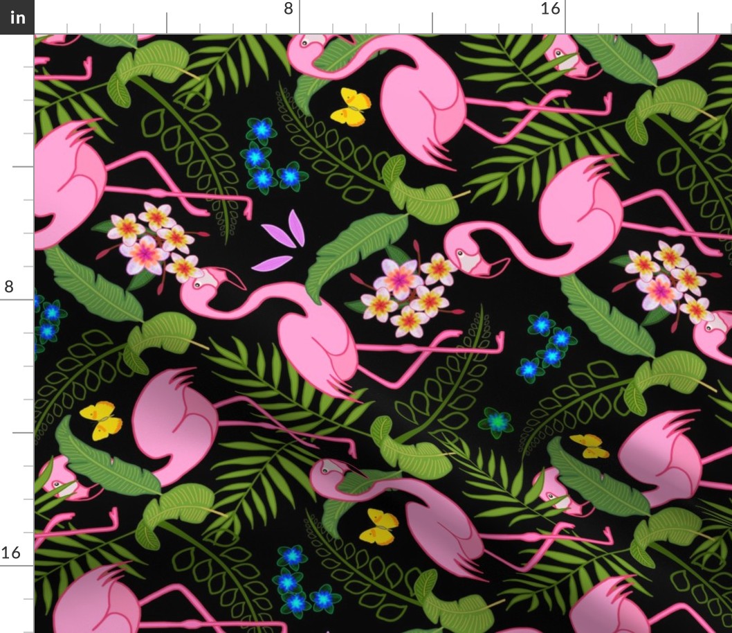 Flamboyant Flamingos #3 (90° rotate) - black, medium/large