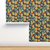 The Old Orange Tree(orange & lime on navy)