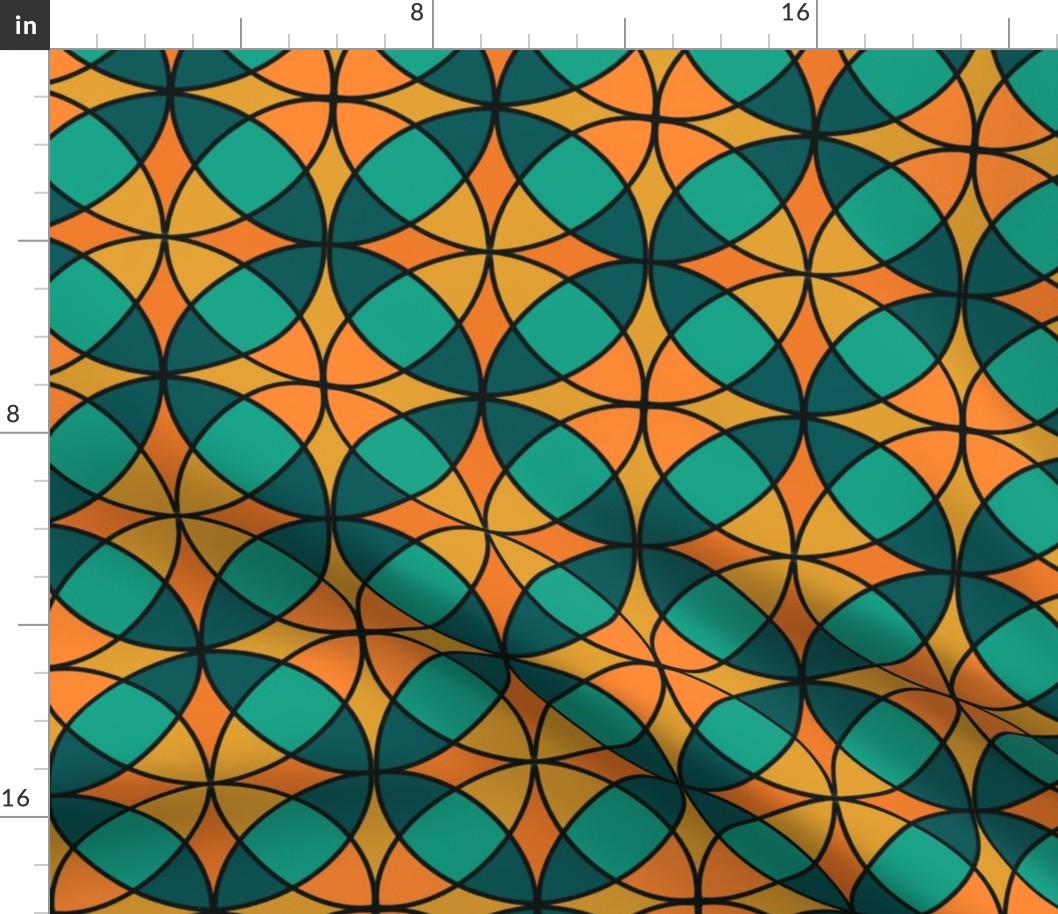 Overlapping Circles Tile//green, orange