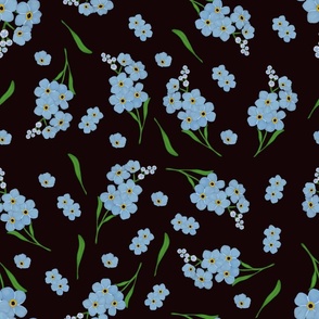 Forget-Me-Not Black Background