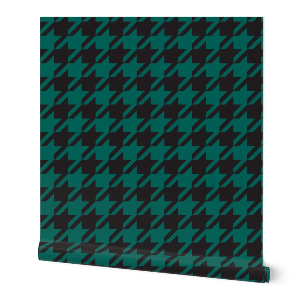 Small Black Green Houndstooth