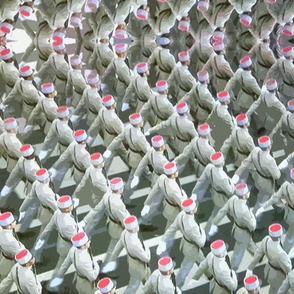 Soldiers in White and Red on Parade