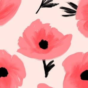 Pink Abstract Poppies - Large