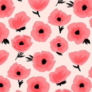 Pink Abstract Poppies - Small