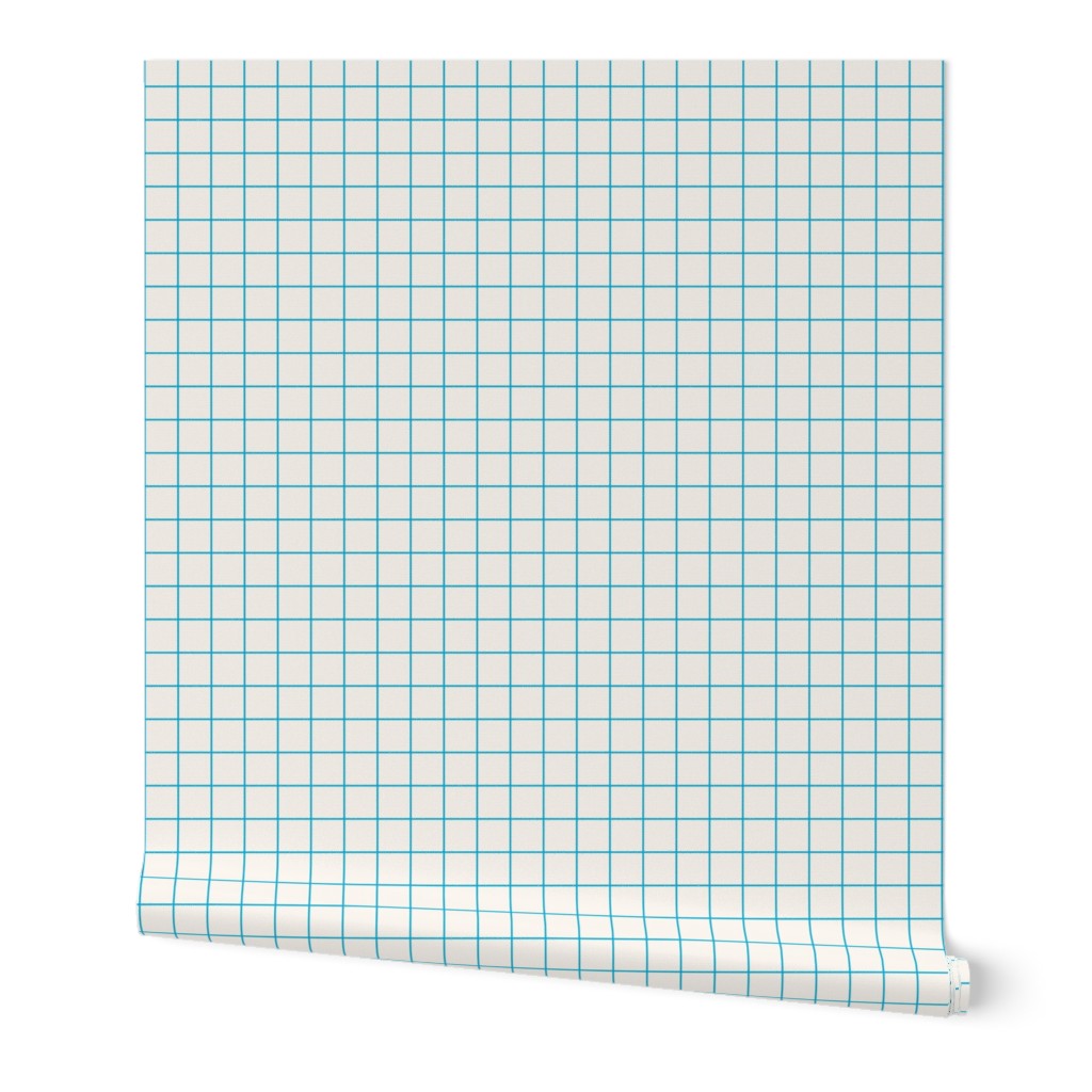 Off-White / Brite Blue 1-Inch Grid
