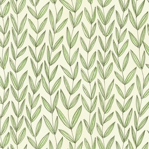 Green and Cream Drawn Leaves -Standard Scale